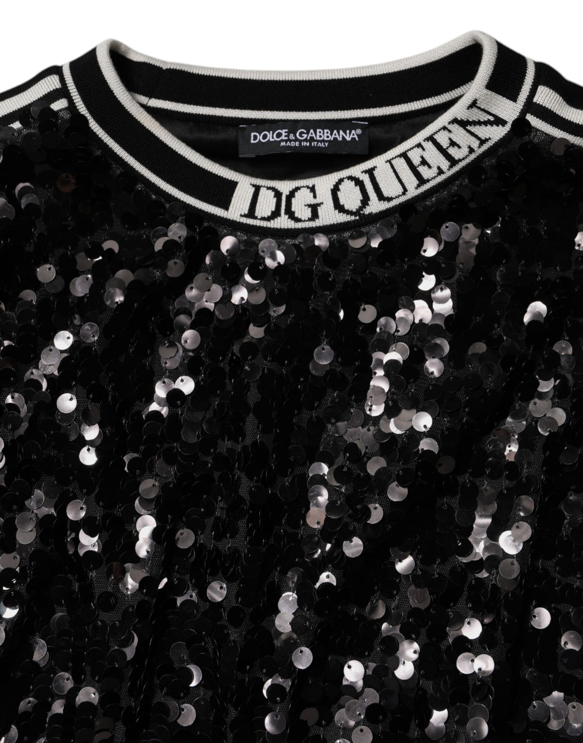Dolce & Gabbana Black DG Queen Sequin Pullover Sweater