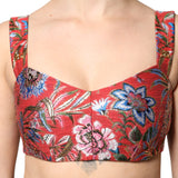 Dolce & Gabbana Red Floral Brocade Cropped Bustier Corset Top