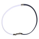Dolce & Gabbana Blue White Leather Trimmed DG Engraved Silver Tone Clasp Bracelet