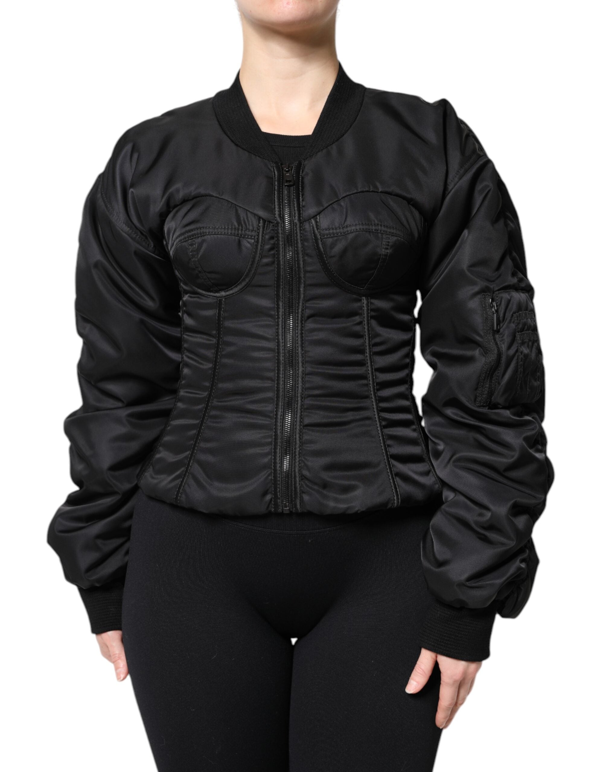 Dolce & Gabbana nylonjakke med bustierdetaljer – sort
