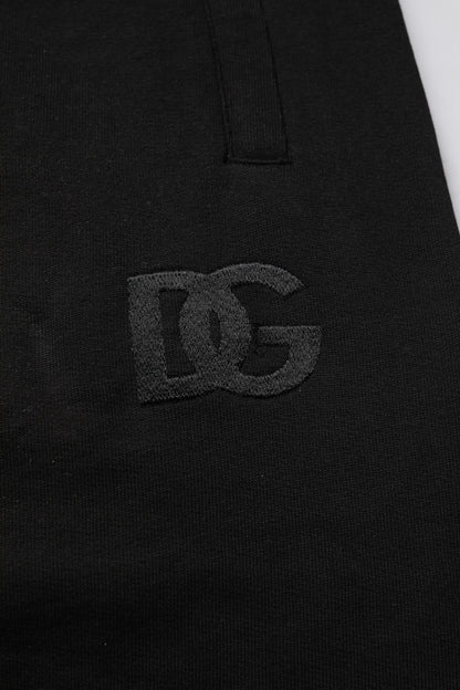 Dolce & Gabbana Black Cotton Mid Waist Jogger Sweatpants Pants