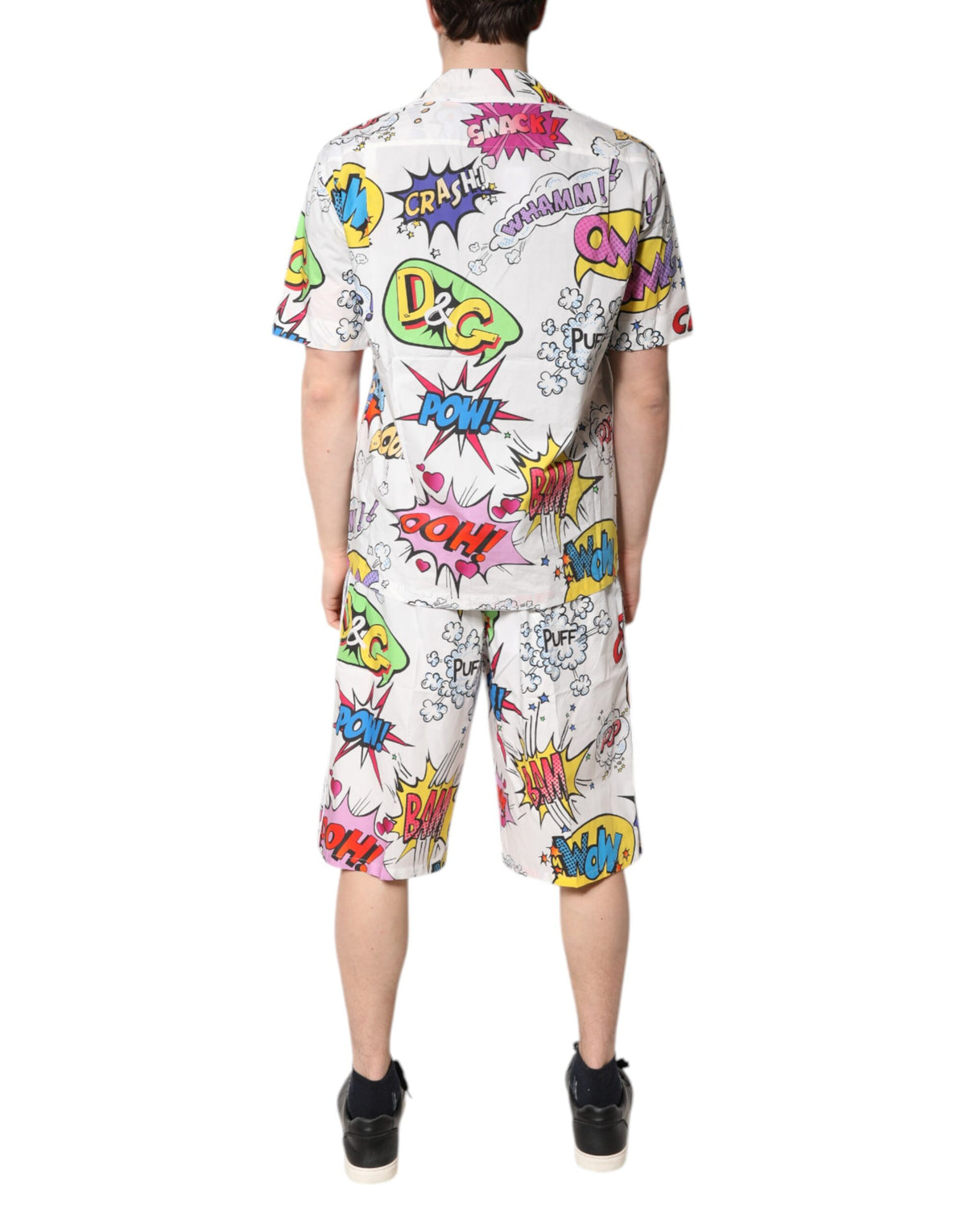 Dolce & Gabbana pyjamassæt med tegneserieprint til mænd – hvid