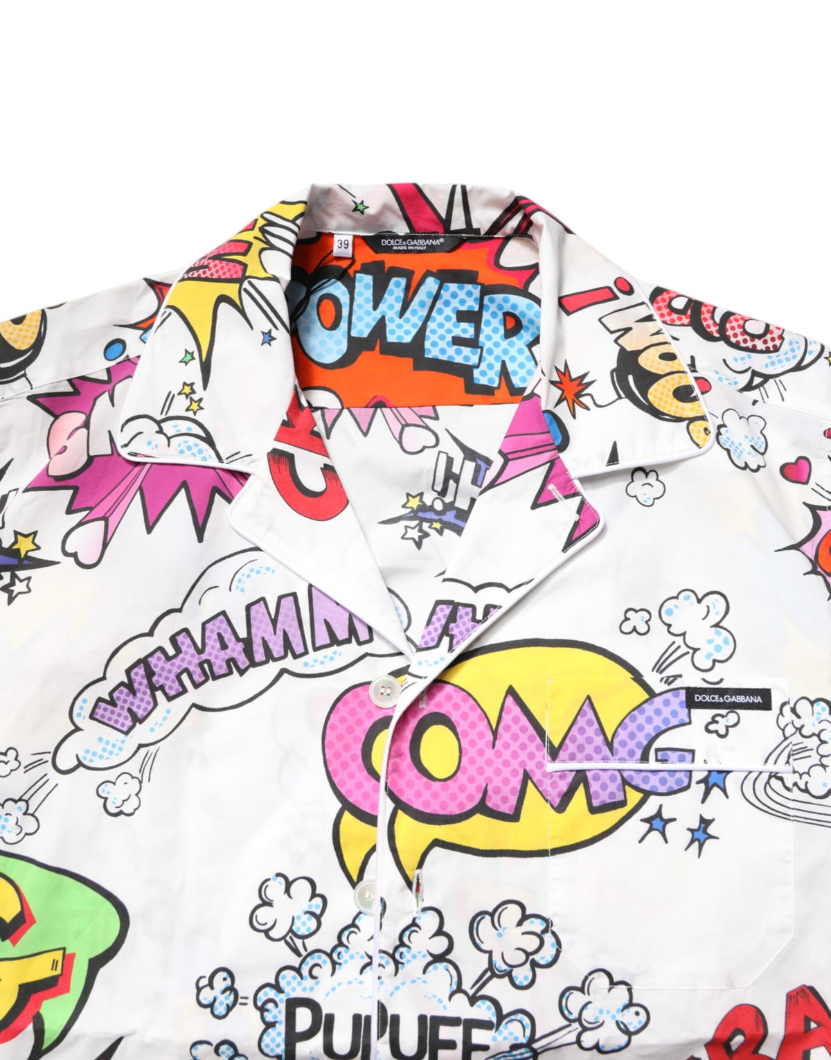 Dolce & Gabbana pyjamassæt med tegneserieprint til mænd – hvid