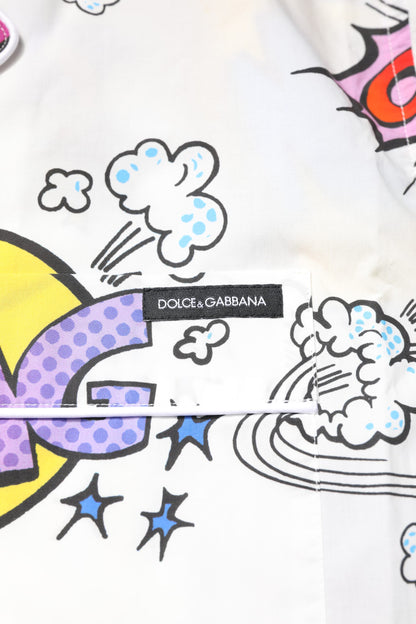 Dolce & Gabbana pyjamassæt med tegneserieprint til mænd – hvid