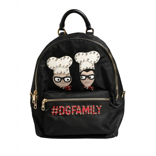 Dolce & Gabbana Vulcano sort nylon rygsæk med kokke og #dgfamily