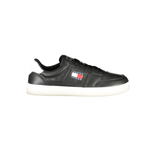 Tommy Hilfiger Black Leather Men Sneakers