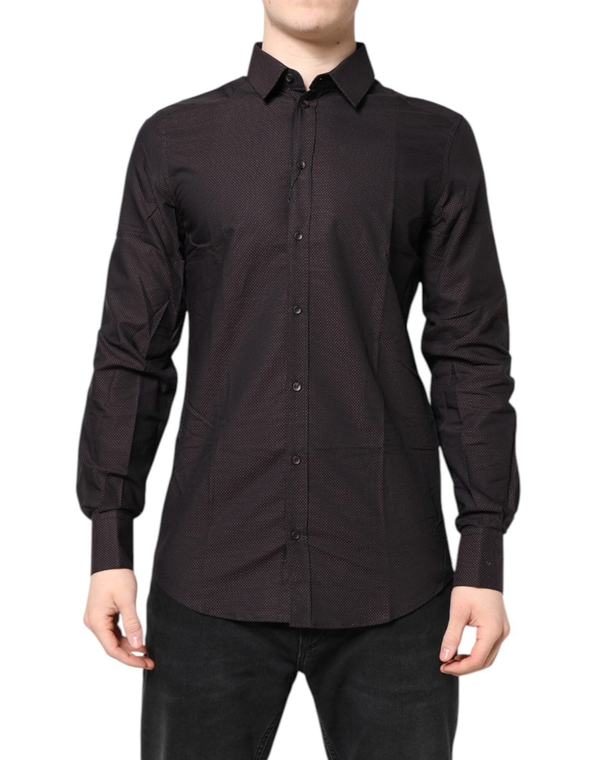 Dolce & Gabbana bordeaux jacquard bomuldsskjorte