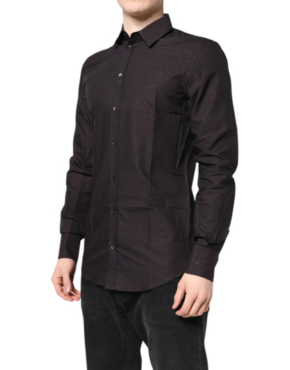 Dolce & Gabbana bordeaux jacquard bomuldsskjorte