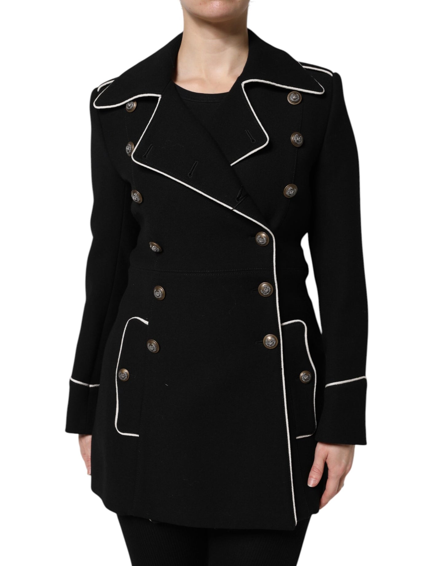 Dolce & Gabbana Black Wool Double Breasted Blazer Jacket