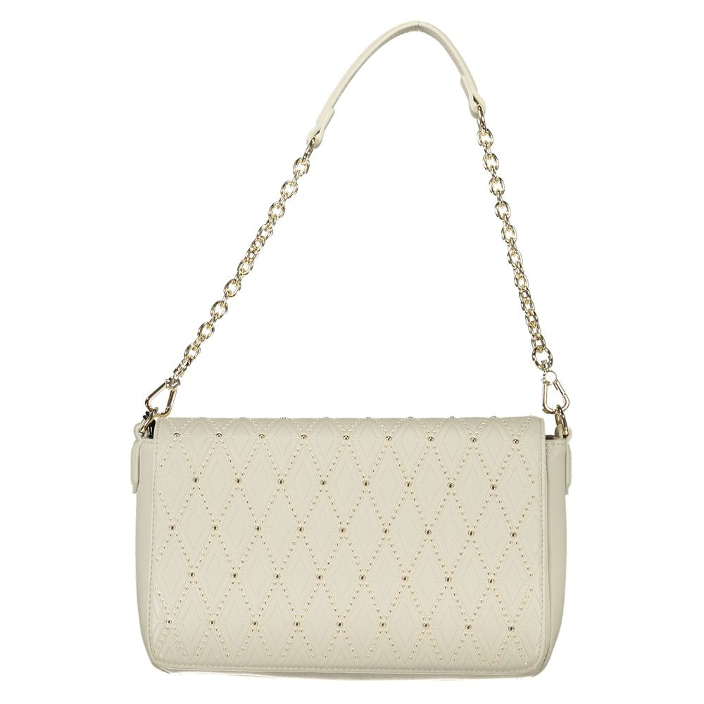 Mario Valentino Bianco Polyurethane Women's Bag with Chain Shoulder Handle