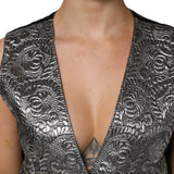 Dolce & Gabbana Silver Floral Jacquard Sleeveless Vest Top