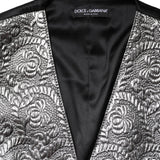 Dolce & Gabbana Silver Floral Jacquard Sleeveless Vest Top