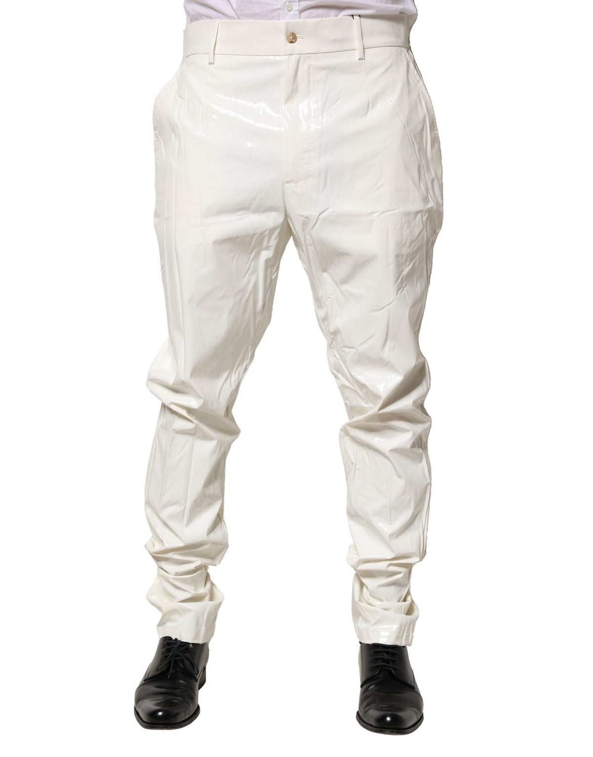 Dolce & Gabbana White Nylon Tapered Dress Men Pants