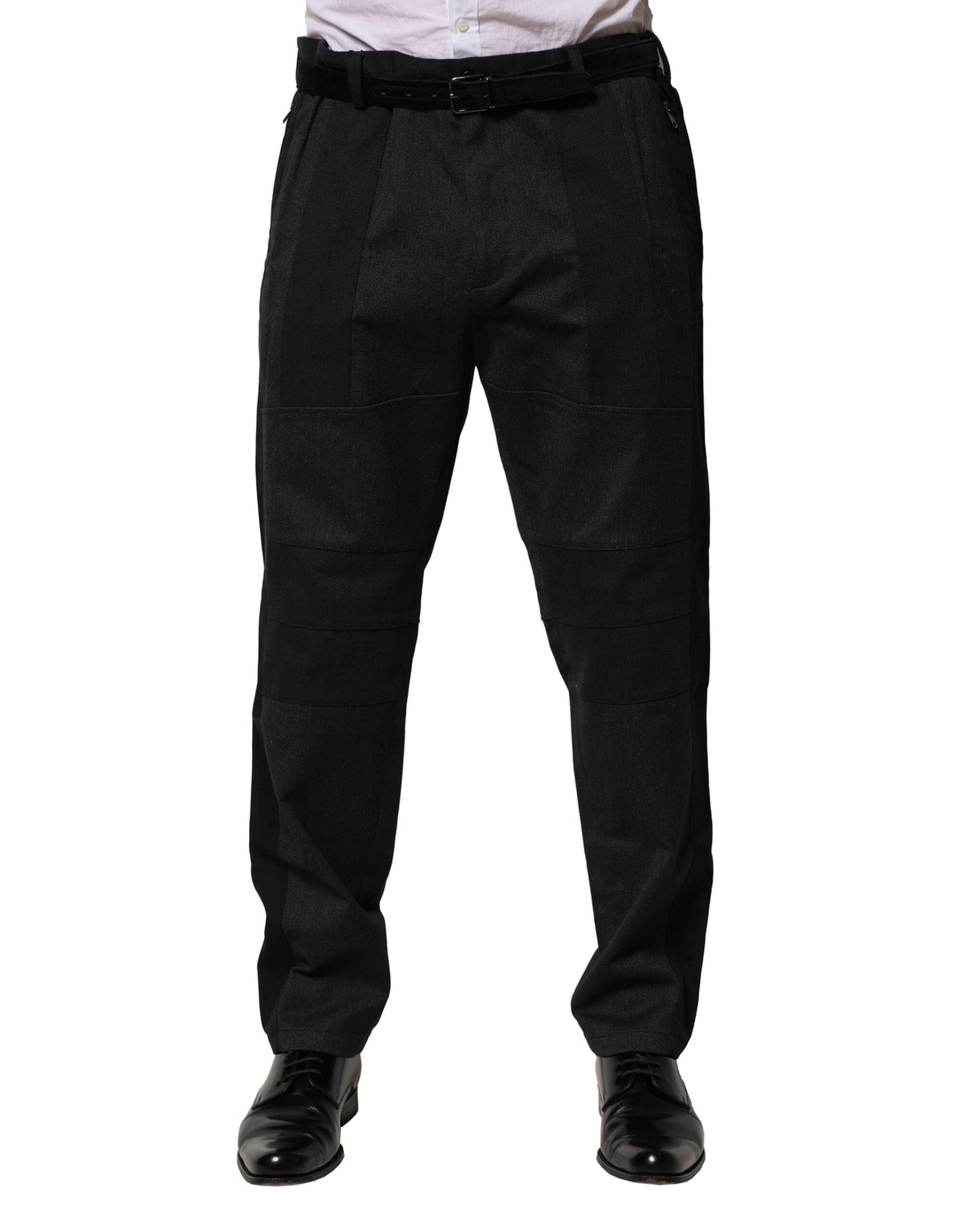 Dolce & Gabbana Black Cotton Dress Slim Formal Pants
