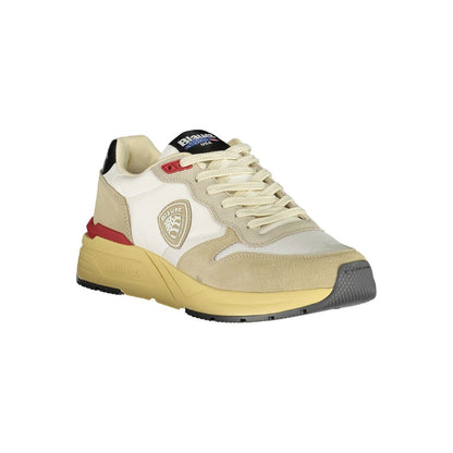 Blauer Beige Polyester Men Sneakers