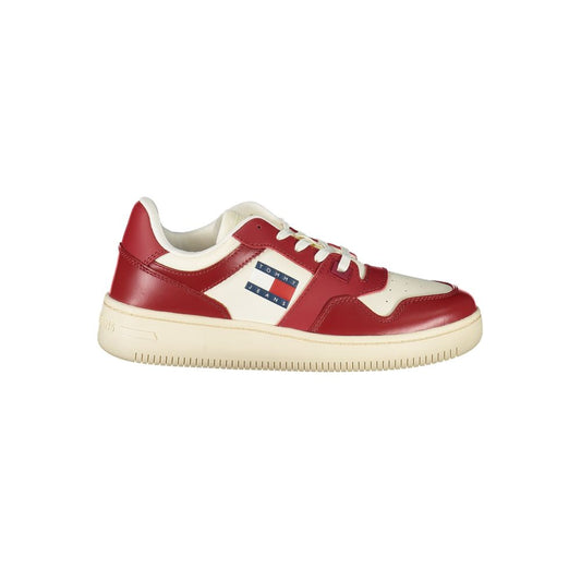 Tommy Hilfiger Red Leather Women Sneakers