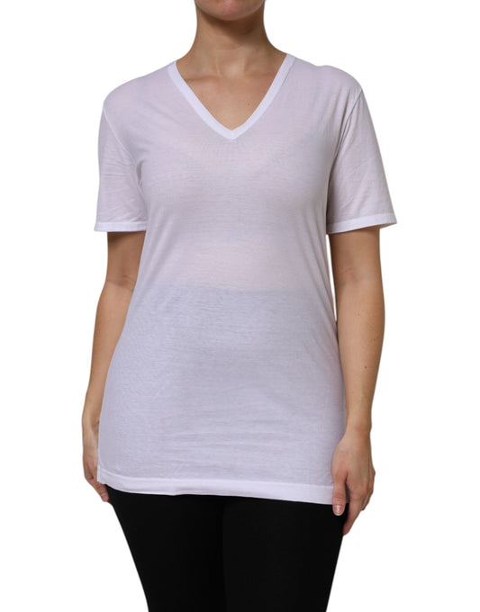 Hvid Dolce & Gabbana V-hals T-shirt i bomuld