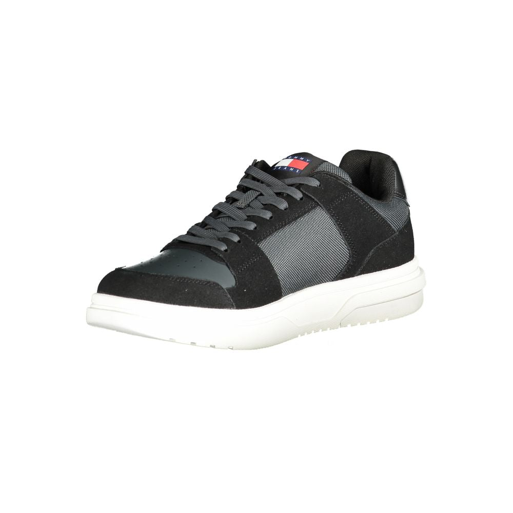 Tommy Hilfiger Black Leather Men Sneakers