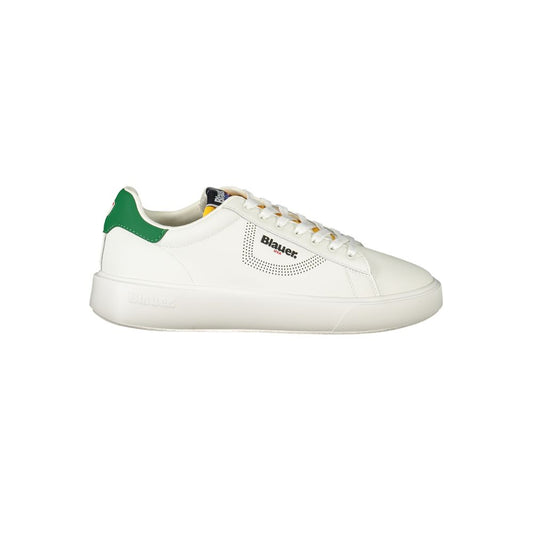 Blauer sneakers til mænd med grønne detaljer – hvid