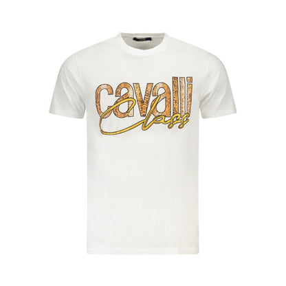 Cavalli Class White Cotton Men T-Shirt