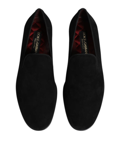 Dolce & Gabbana Black Suede Slip On Loafers Formal Shoes