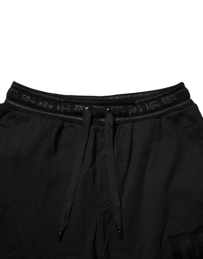 Dolce & Gabbana Black Cotton Drawstring Jogger Pants