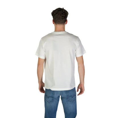 Replay white cotton t-shirt med rund hals og korte ærmer