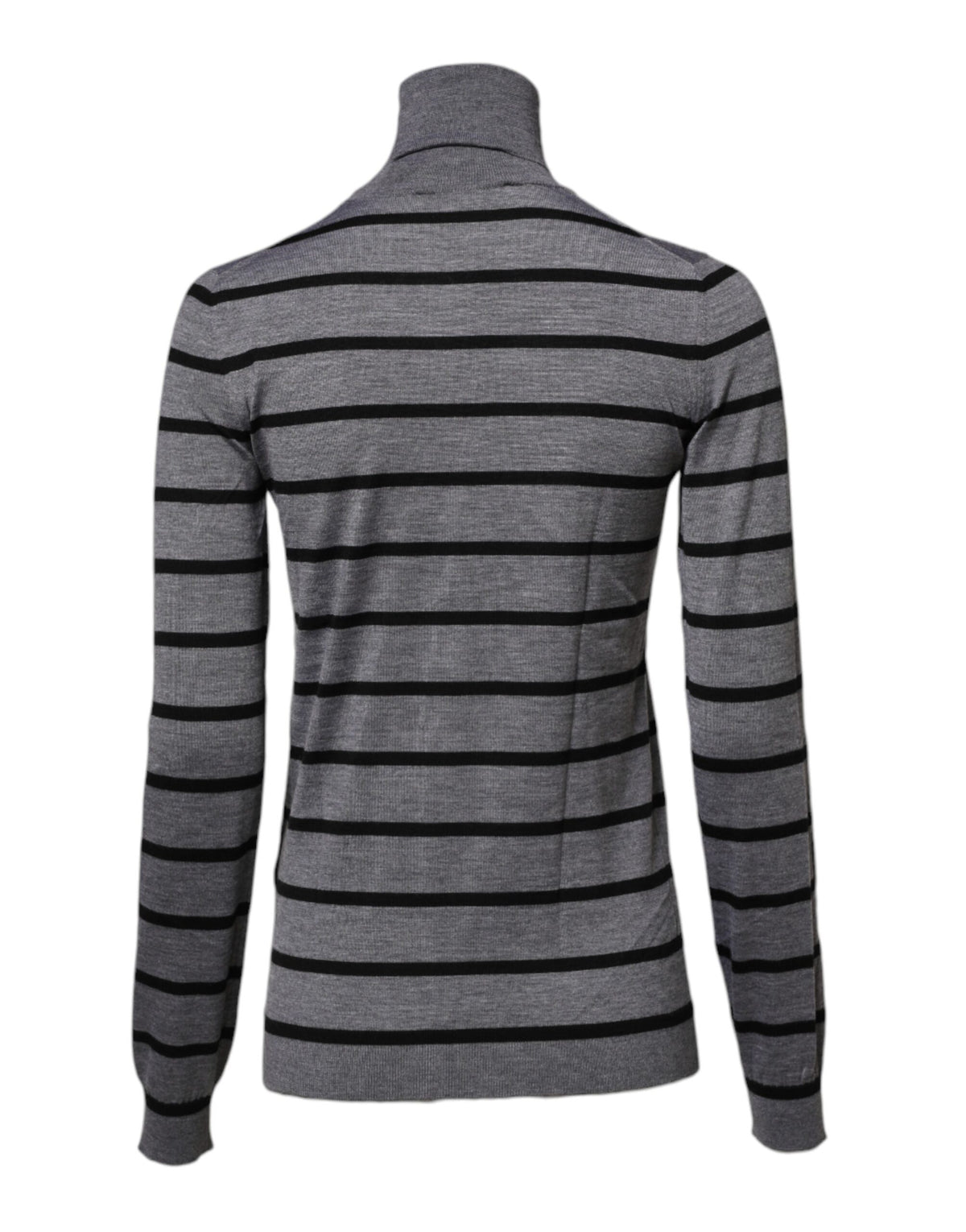 Gråstribet Dolce & Gabbana rullekravesweater i cashmere og silke