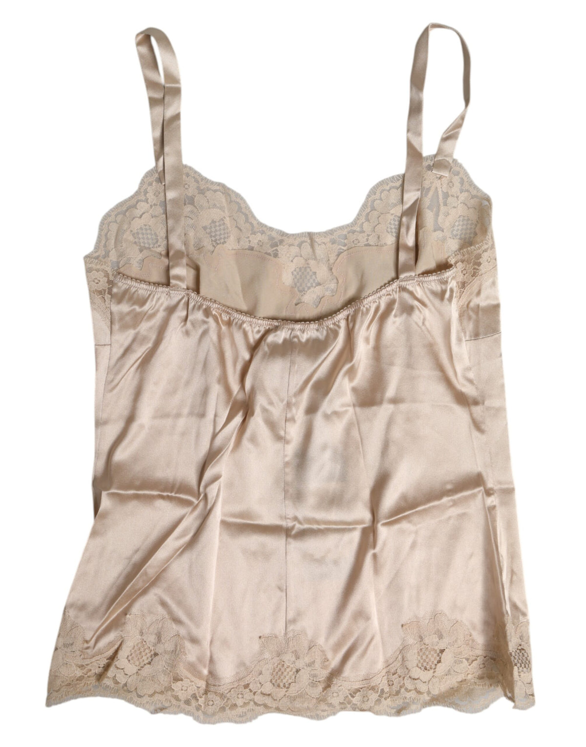 Dolce & Gabbana Beige Lace Silk Satin Tank Lingerie Underwear