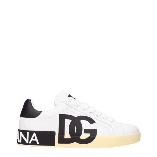 Dolce & Gabbana White Leather Low Tops
