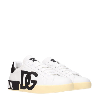 Dolce & Gabbana White Leather Low Tops