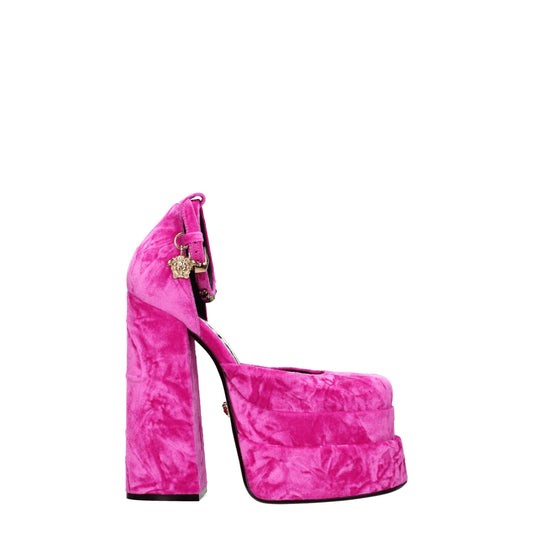 Versace fuchsia plateausandaler i fløjl