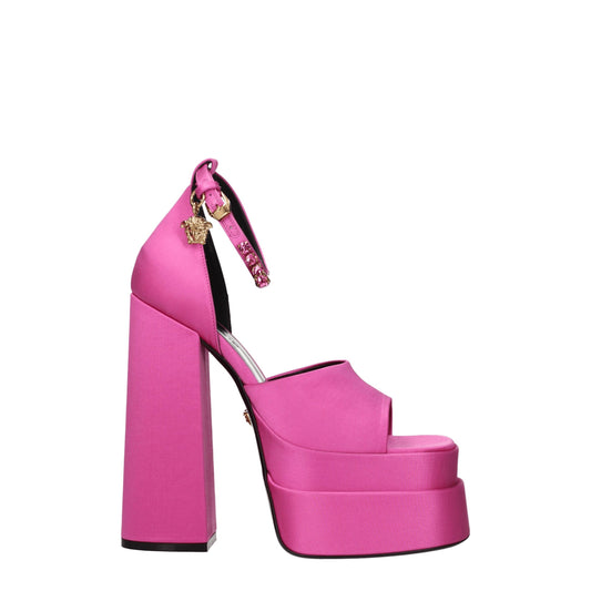 Versace fuchsia satinplateausandaler