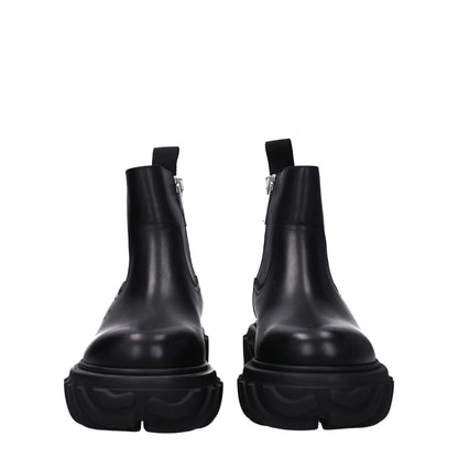 Off-White Black Leather Ankle Boots