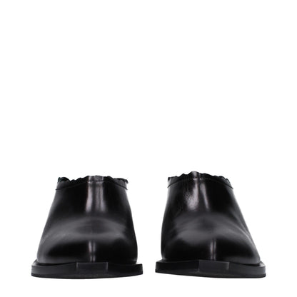 Moschino Black Leather Mules