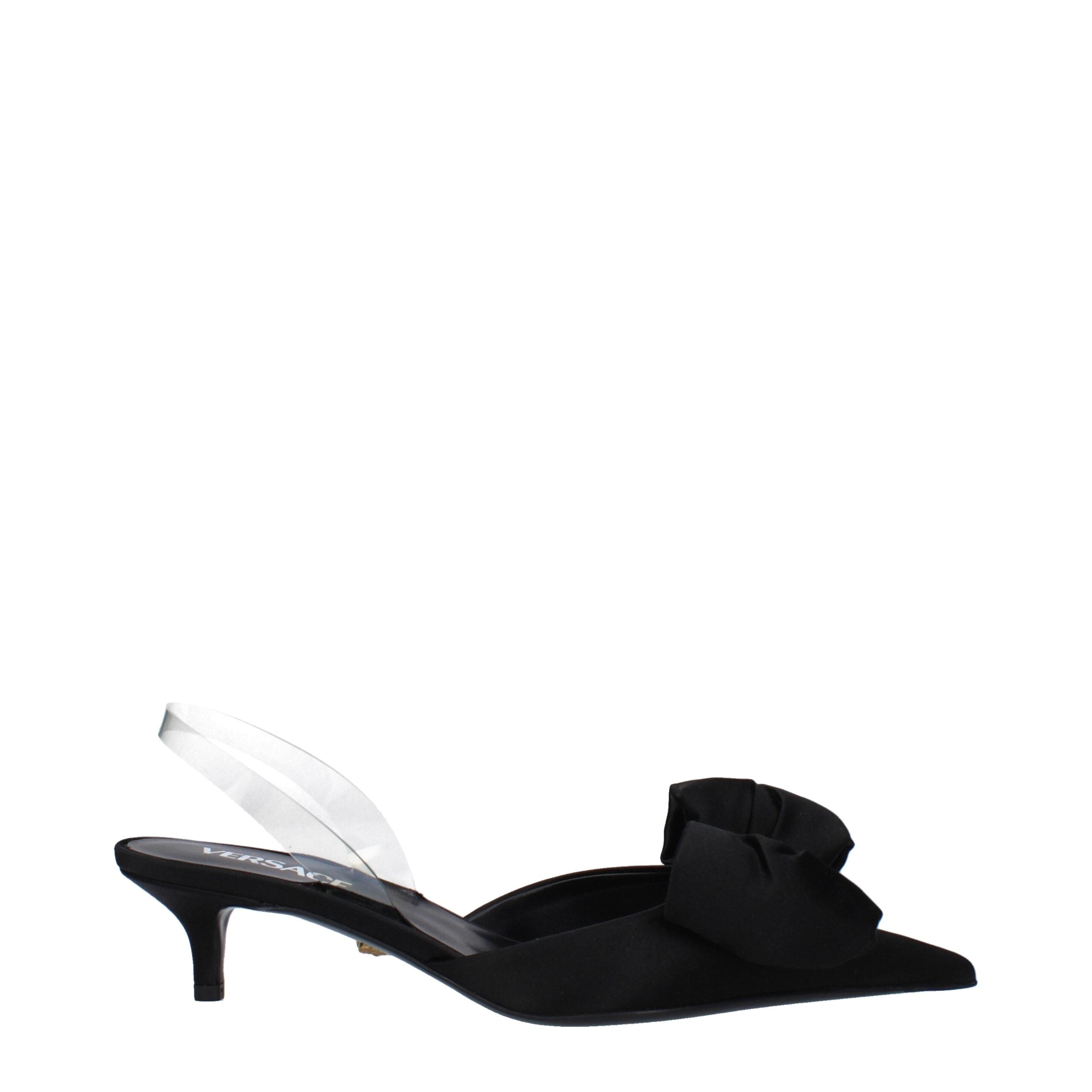 Versace Black Satin Flat Sandals