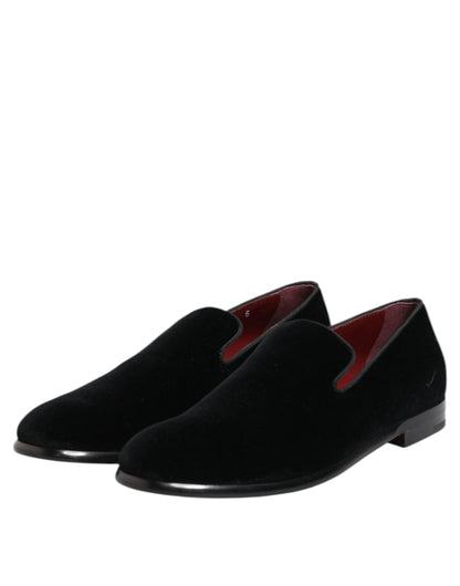 Dolce & Gabbana loafers i bomuldsfløjl til mænd – sort