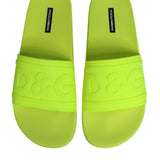 Dolce & Gabbana Green Rubber Slides Sandals Beachwear Shoes