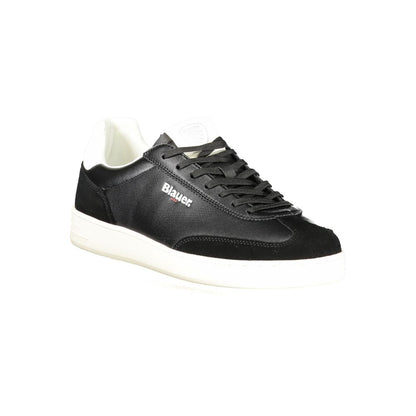 Blauer Black Leather Men Sneakers
