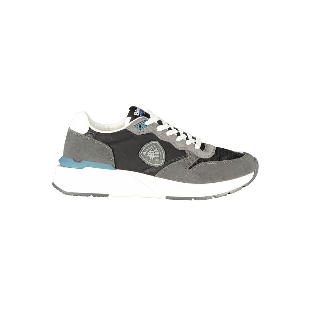 Blauer Black Leather Men Sneakers