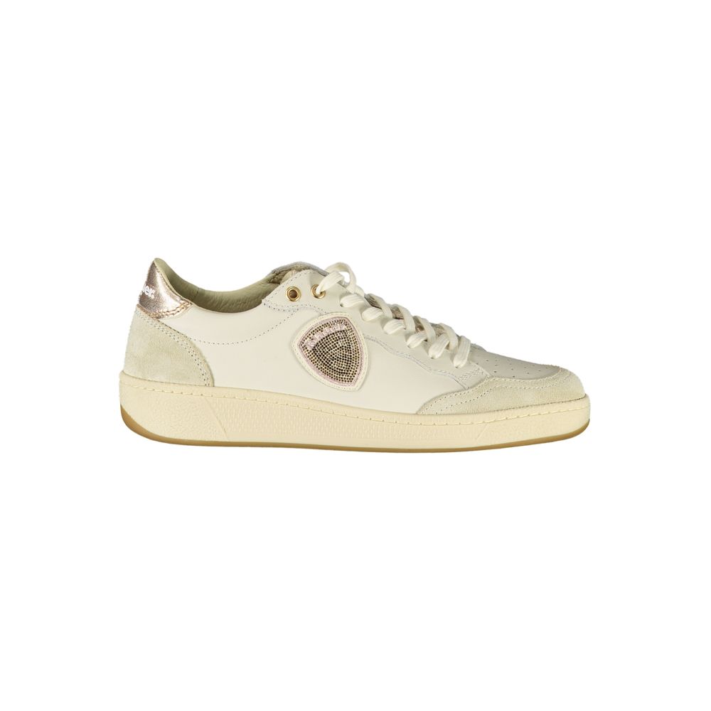Blauer White Leather Women Sneakers