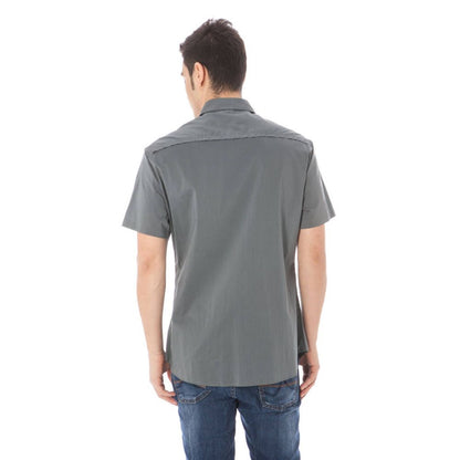 Costume National "Gray Cotton Men's Shirt with Italian Collar"