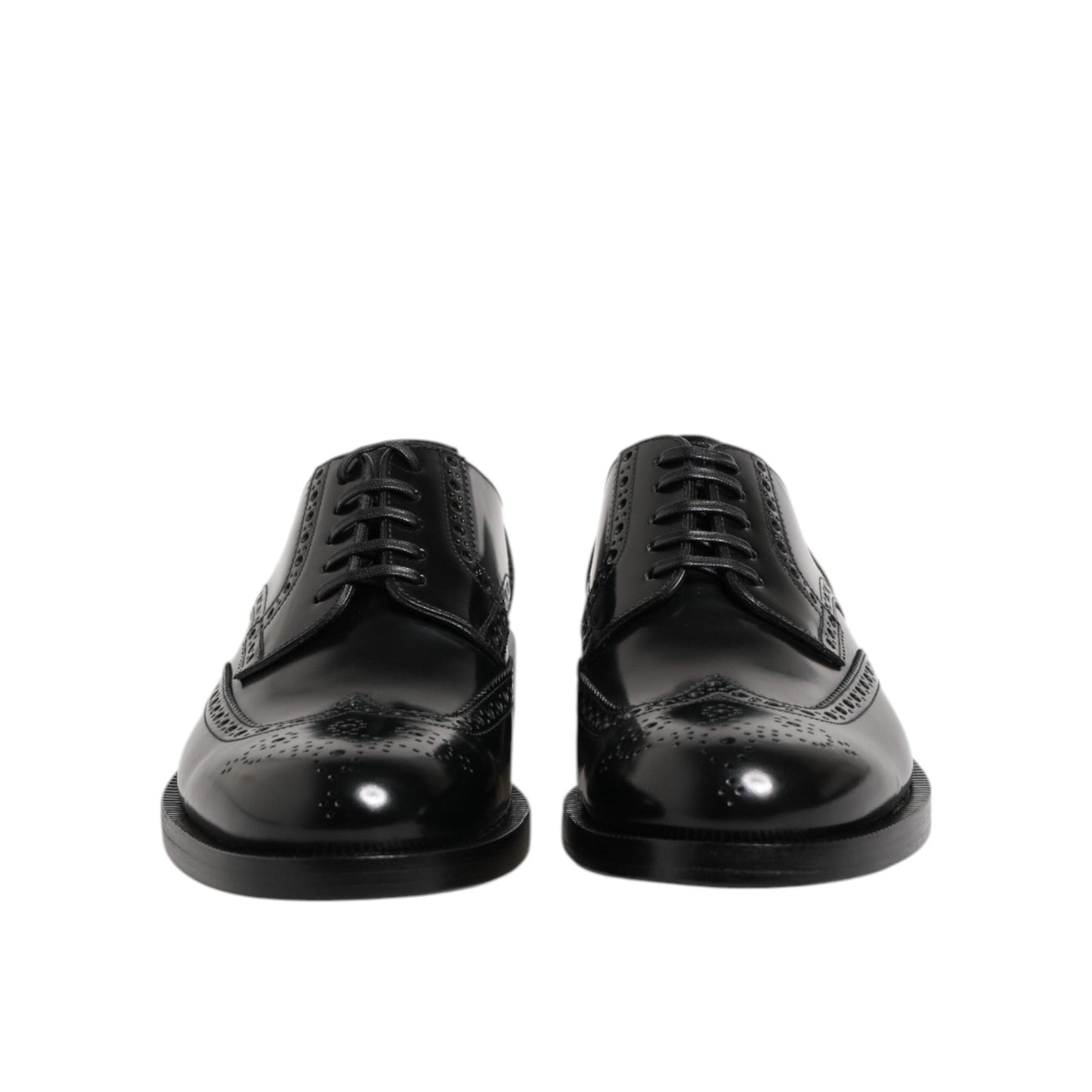 Dolce & Gabbana Black Leather Derby Wingtip Formal Shoes
