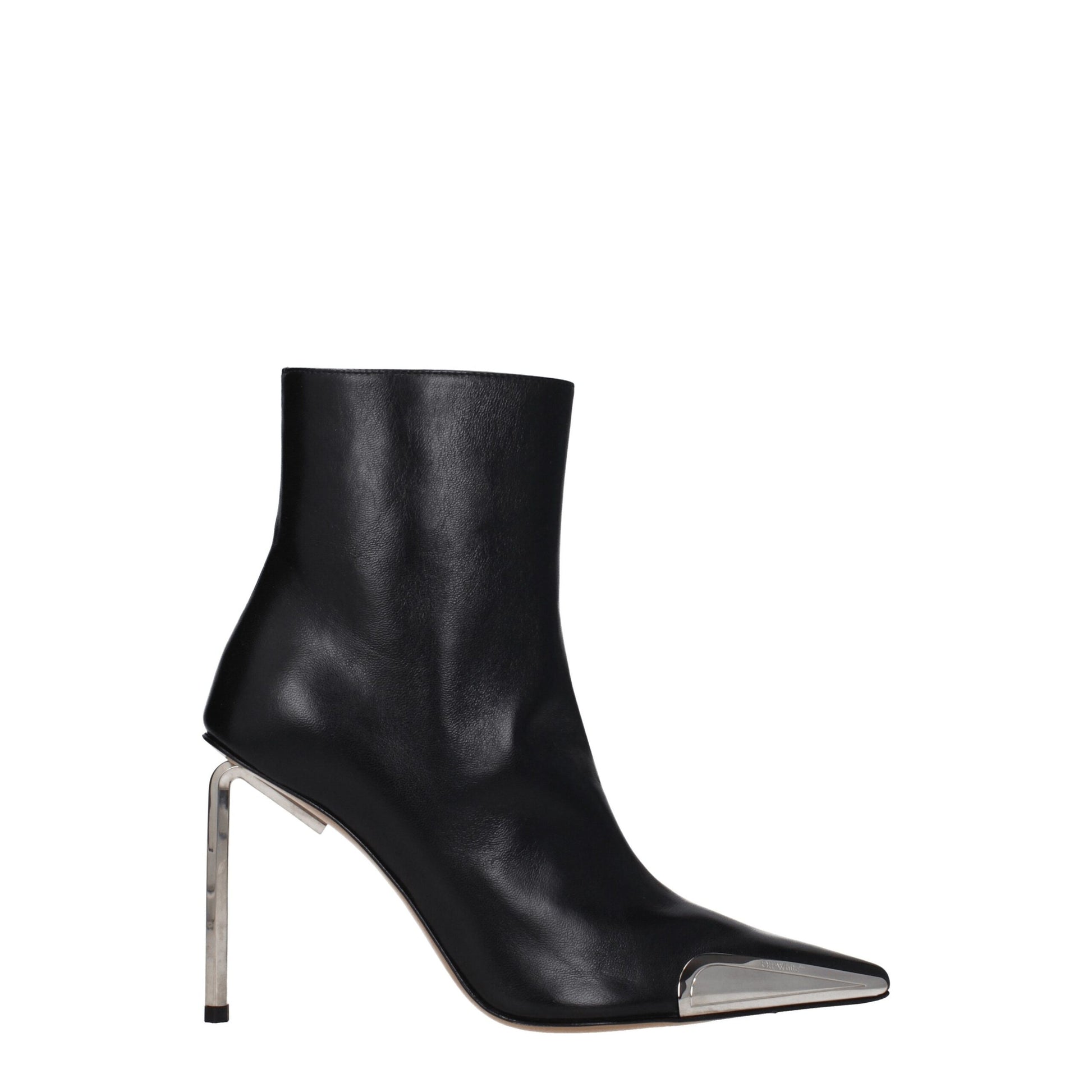 Off-White Black Leather Ankle Boots