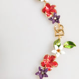 Dolce & Gabbana Gold Brass Logo Detail Floral Fashion Jewelry Necklace