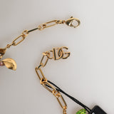 Dolce & Gabbana Gold Brass Logo Detail Floral Fashion Jewelry Necklace