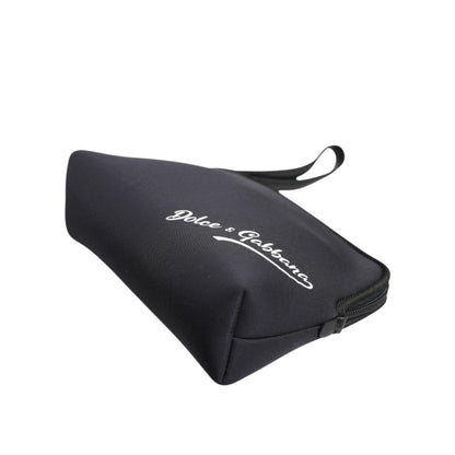Dolce & Gabbana Black Solid Nylon DG LogoPrint Clutch Zip Borse Pouch Bag