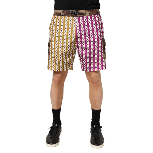 Dolce & Gabbana Multicolor Playing Card Camouflage Shorts Swimwear