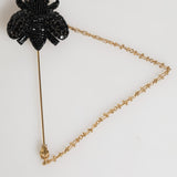 Dolce & Gabbana Lapel Pin Gold Brass Black Crystal Bee Accessories Brooch