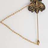 Dolce & Gabbana Lapel Pin Gold Brass Black Crystal Bee Accessories Brooch